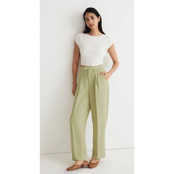 Madewell | NWT | Rosedale High-Rise Pant in Crepe | Blanched Olive | Sz10 Petite - Picture 1 of 12